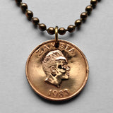 1983 Zambia 1 Ngwee coin pendant necklace jewelry aardvark cute anteater Lusaka Kabwe Africa exotic wildlife Chewa Copperbelt Chingola Bantu n000212