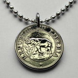 1960 Liberia 5 Cent Münze Anhänger Halskette Schmuck Westafrikanische Elefantensafari Monrovia Gbarnga Buchanan Ganta Kakata Zwedru Harbel Montserrado Nimba Kpelle Bassa Menschen Bong Lofa Harper Pleebo Foya Klao n000734