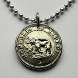 1960 Liberia 5 Cent Münze Anhänger Halskette Schmuck Westafrikanische Elefantensafari Monrovia Gbarnga Buchanan Ganta Kakata Zwedru Harbel Montserrado Nimba Kpelle Bassa Menschen Bong Lofa Harper Pleebo Foya Klao n000734