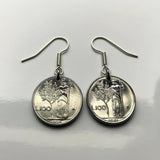 Italy Italia 100 Lire coin earrings fashion jewelry Roman Minerva Rome Milan Venice Siena Capri Sardinia Parma San Gimignano Matera Napoli e000150