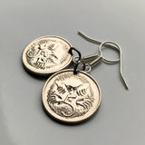 Australia 5 Cents coin earrings jewelry cute Echidna spiny anteater hedgehog Erinaceidae Monotreme Aussie Sydney Melbourne Brisbane Perth Canberra Queensland Victoria e000007