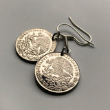 Mexico 20 Centavos coin earrings Mexican eagle Monterrey Guadalajara Puebla Tlaxcala Toluca Tijuana León Iztapalapa Ecatepec Querétaro Juárez Acapulco Mérida Yucatán Cancún Saltillo Cuernavaca Oaxaca Aguascalientes Jalisco Morelia Zapopan Pachuca e000202
