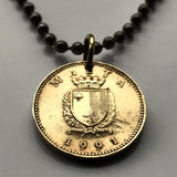 Malta 1 Cent moneda colgante collar joyería maltés lindo pequeño hurón comadreja menos armiño visones Valletta Żabbar Città Pinto Paola Qrendi Mnajdra George Cross Gozo Tarxien n000629
