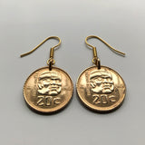 1983 Mexico 20 Centavos coin earrings Olmec colossal heads statue Veracruz Villahermosa Tabasco Mesoamérica Mexican eagle e000206