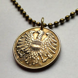 1954 Austria 20 Groschen coin jewelry Austrian eagle Vienna Habsburg Wels Sölden Ischgl Heurigen Ski Arlberg alps Schönbrunn Palace n000037