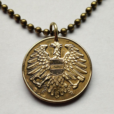 1954 Austria 20 Groschen coin jewelry Austrian eagle Vienna Habsburg Wels Sölden Ischgl Heurigen Ski Arlberg alps Schönbrunn Palace n000037