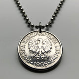 1965 Poland 50 Groszy coin pendant Polish white eagle godło Warsaw Łódź Polans Pole Zakopane Oświęcim Kołobrzeg Kashubians Białystok n001493