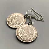Mexico 20 Centavos coin earrings Mexican eagle Monterrey Guadalajara Puebla Tlaxcala Toluca Tijuana León Iztapalapa Ecatepec Querétaro Juárez Acapulco Mérida Yucatán Cancún Saltillo Cuernavaca Oaxaca Aguascalientes Jalisco Morelia Zapopan Pachuca e000202