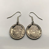 Mexico 20 Centavos coin earrings Mexican eagle Monterrey Guadalajara Puebla Tlaxcala Toluca Tijuana León Iztapalapa Ecatepec Querétaro Juárez Acapulco Mérida Yucatán Cancún Saltillo Cuernavaca Oaxaca Aguascalientes Jalisco Morelia Zapopan Pachuca e000202