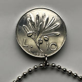 1949 Italy 10 Lire coin pendant necklace jewelry Italia Pegasus flying horse Rome Milan Venice Florence Napoli Torino Verona Palermo Bologna Modena Ferrara Genoa Cagliari Pisa Matera Perugia Ferrara Tuscany n002504