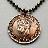 1942 Ceylon Sri Lanka 1 Cent coin pendant Palm Tree Colombo Kotte Sinhalese Buddhism Anuradhapura Kataragama Sabaragamuwa British UK n000790