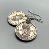 United Kingdom Scotland 1 Shilling coin earrings jewelry Scottish lion Edinburgh Glasgow Perth Alba Dundee Aberdeen Holyrood Palace Lothian Stirling Scots Inverness Fife Great Britain British e000207