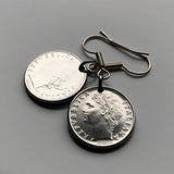 Italy 100 Lire coin earrings Italian fashion jewelry laureate Rome Milan Venice Pisa Parma Lecce Capri Cagliari Modena San Gimignano Trento Matera e000228