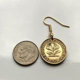 1974 1976 Germany 5 Pfennig coin earrings oak Berlin Frankfurt Essen Karlsruhe flower garden plant Nuremberg Duisburg Bochum Bavaria e000229