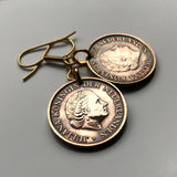 1980 Netherlands Nederland 5 Cent coin earrings Dutch Queen Juliana Holland Amsterdam Rotterdam Utrecht Groningen Almere The Hague Dam Square Haarlem Leiden Eindhoven Stad Breda Nijmegen Gouda Delft Low Countries Tilburg Ajax Nijmegen De Wallen e000233