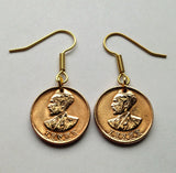 1944 Ethiopia 1 Santeem coin earrings jewelry Lion of Judah Haile Selassie Rasta Jewish tribe Ras Gondar Mek'ele Oromia Zion Jamaica Axum Dan Oromo people e000046