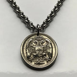 antique! 1912 Serbia Srbija 10 Para coin pendant Serbian double headed eagle Belgrade Novi Sad Niš city Kosovo Yugoslavia Vojvodina Kragujevac Subotica Zrenjanin Nišava Nemanjić dynasty Serbs n001386