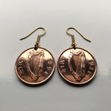 Ireland Éire 2 Pence coin earrings Book of Kells bird Irish harp Dublin Cork Waterford Gospel Book of Columba manuscript script Limerick Leinster Galway Guinness Connacht Icovellavna e000231