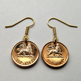 1944 Ethiopia 1 Santeem coin earrings jewelry Lion of Judah Haile Selassie Rasta Jewish tribe Ras Gondar Mek'ele Oromia Zion Jamaica Axum Dan Oromo people e000046