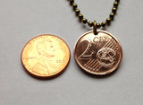 2008 Ireland 2 Euro Cent coin pendant Irish Celtic Harp good luck charm Waterford Drogheda Aos Sí Saint Patrick's Day Gaels n000642