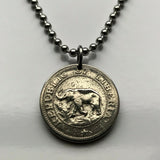 1960 Liberia 5 Cent Münze Anhänger Halskette Schmuck Westafrikanische Elefantensafari Monrovia Gbarnga Buchanan Ganta Kakata Zwedru Harbel Montserrado Nimba Kpelle Bassa Menschen Bong Lofa Harper Pleebo Foya Klao n000734