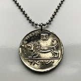 1979 Israel 5 Lirot Münze Anhänger Halskette Schmuck jüdischer Löwe von Juda Siegel des Shema Jerobeam Jerusalem Tel Aviv Menora Hebräisch Haifa Rishon LeZion Petah Tikva Jiddisch Bar Kochba Yehudim Nazareth Davidstern n002169