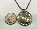 1979 Israel 5 Lirot Münze Anhänger Halskette Schmuck jüdischer Löwe von Juda Siegel des Shema Jerobeam Jerusalem Tel Aviv Menora Hebräisch Haifa Rishon LeZion Petah Tikva Jiddisch Bar Kochba Yehudim Nazareth Davidstern n002169