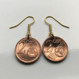 Spain 2 Cents coin earrings Camino de Santiago Compostela cathedral Galicia Way of Saint James apostle Ourense Ferrol Christianity Praza do Obradoiro Lugo pilgrimage Madrid Sevilla Pontevedra e000320