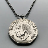 1976 Mexico 10 Pesos coin pendant Mexican eagle Cancun Tijuana Veracruz Toluca Chiapas Pachuca Morelia Durango Guadalajara n002008