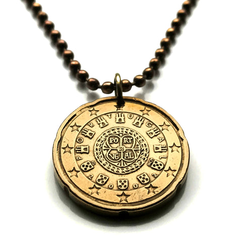 2020 Portugal 20 Euro Cent coin pendant Portuguese king Afonso Henriques royal seal selo real 1142 O Conquistador Fundador 5 Quinas 7 castles Quincunx cross Reconquista Lisbon Porto Guimarães Sintra Braga Coimbra Évora Faro Belém Mirandese Pena n002708