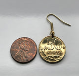 Russia 50 Kopecks coin earrings Saint George on horseback dragon slayer Moscow Saint Petersburg Novosibirsk Yekaterinburg Kazan Sochi Samara Kievan Novgorod Christian martyr Crusade Cossack e000269