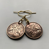 Trinidad and Tobago 1 Cent coin earrings jewelry Scarlet Ibis Cocrico Port of Spain hummingbird Arima Couva Scarborough Soca Rapso steelpan Point Fortin Diego Martin Trinbagonian caribbean island e000069