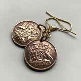 Trinidad and Tobago 1 Cent coin earrings jewelry Scarlet Ibis Cocrico Port of Spain hummingbird Arima Couva Scarborough Soca Rapso steelpan Point Fortin Diego Martin Trinbagonian caribbean island e000069