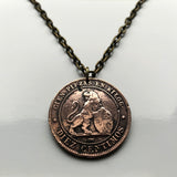 1870 Spain España 10 Centimos coin pendant necklace jewelry Spanish Lion Madrid Barcelona Sevilla Málaga Cadiz Bilbao A Coruña Granada Córdoba Valencia Zaragoza Toledo Tenerife Asturias Cataluña Catalan Vigo Gijón Ibiza Oviedo Hispania Iberia n001833