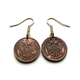 Austria Osterreich 1 Kreuzer coin earrings double headed eagle Austro-Hungarian Empire Habsburg Vienna Wien Graz Linz Salzburg Innsbruck Klagenfurt Villach Wels Sankt Polten Styria Tyrol Carinthia Vorarlberg Burgenland Dornbirn Wiener Neustadt e000614