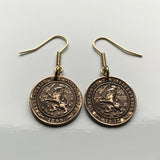 late 1800's Netherlands Nederland 1 Cent coin dangle earrings jewelry Dutch lion Amsterdam Utrecht Holland Rotterdam The Hague Leiden Eindhoven Tilburg Nijmegen Groningen Almere Stad Breda Haarlem Gouda e000218