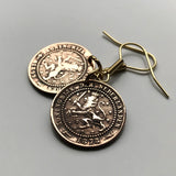 late 1800's Netherlands Nederland 1 Cent coin dangle earrings jewelry Dutch lion Amsterdam Utrecht Holland Rotterdam The Hague Leiden Eindhoven Tilburg Nijmegen Groningen Almere Stad Breda Haarlem Gouda e000218