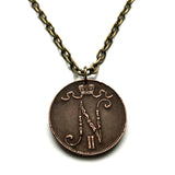 1898 Grand Duchy of Finland Suomi 5 Pennia coin pendant necklace jewelry Finnish initial N Helsinki Finnic Kuopio Kouvola Mikkeli Lahti Scandinavia n001106