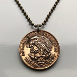1973 Mexico 20 Centavos coin pendant Mexican eagle Iztapalapa Jalisco Morelia Zapopan Toluca Pachuca Morelos Gutiérrez Chihuahua n003970