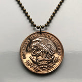 1973 Mexico 20 Centavos coin pendant Mexican eagle Iztapalapa Jalisco Morelia Zapopan Toluca Pachuca Morelos Gutiérrez Chihuahua n003970