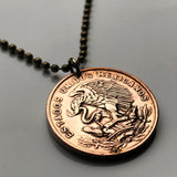 1973 Mexico 20 Centavos coin pendant Mexican eagle Iztapalapa Jalisco Morelia Zapopan Toluca Pachuca Morelos Gutiérrez Chihuahua n003970