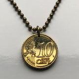 2002 Italy 10 Euro Cent coin pendant Birth of Venus oil painting Sandro Botticelli Rome Florence Venice Milano Turin Palermo Napoli Cagliari Pisa Bologna Siena Matera Perugia Bergamo Bari lady art n000220