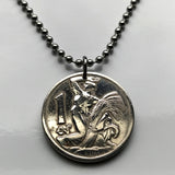 1922 Czechoslovakia 1 Koruna coin pendant Czech lion Slovak shield double cross Prague Bratislava Bohemia Moravia Charles Bridge Czech Silesia Praha Karlovy Vary Bojnice Cesky Krumlov Brno Plzen Kutna Hora n000180