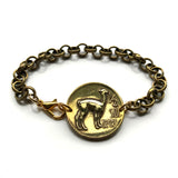 Peru 1/2 Sol coin chain link llama bracelet Peruvian alpaca vicuña Cuzco Lima camel Peruano Machu Picchu Inca fashion cool b000005