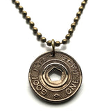 USA NYC 1995-2003 New York City Subway transit token coin pendant Manhattan Brooklyn Bronx Queens Staten Island E F R trains railroad transportation Central Park Times Square Big Apple 42nd St n003203