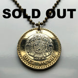 2018 México 10 Pesos moneda colgante collar joyería Azteca sol piedra calendario Piedra del Sol Escultura Mexica Tōnatiuh Tlaltecuhtli Yohualtecuhtli Tenochtitlan Tecpatl cuchillo Zócalo Templo Mayor Tolteca Hidalgo n000160