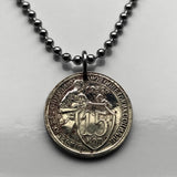 1932 USSR CCCP Soviet Union Communist Russia 15 Kopeks coin pendant necklace socialist Moscow Saint Petersburg Vladimir Lenin Stalin Karl Marx February Revolution comrades n003431