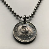 1917 Deutschland Deutschland 5 Pfennig Münzanhänger Deutscher Adler Berlin Hamburg Düsseldorf Dortmund Essen Leipzig Bremen Dresden Sachsen 1. Weltkrieg n000283