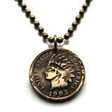 1899 USA Indian Head Cent coin pendant Native American Indian First Nation Chief Tribal feathered headdress War bonnet Great Plains American Civil War Navajo Cherokee Choctaw Chippewa Sioux Apache Blackfeet Creek Iroquois Lumbee Pueblo Chickasaw n000807