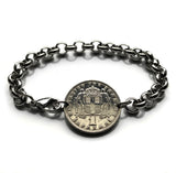 1954 Greece Hellas 1 Drachma coin bracelet jewelry Hellenic Greek white cross Heracles Athens Thessaloniki Santorini Patras Rhodes Mykonos Sparta Crete Macedonia Volos Pella Thebes Meteora b000115